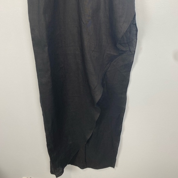 Revolve Rumer Reverie Freya Black 100% Linen Maxi Dress Large L Coastal Lightwei - Picture 7 of 15